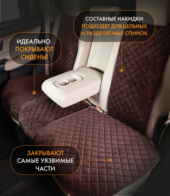 Накидки широкие полный комплект из алькантары шоколадные